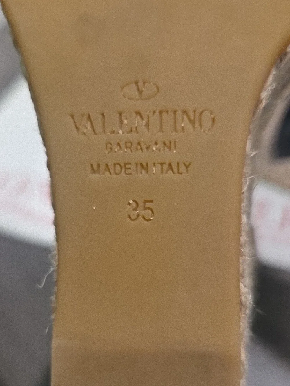 Valentino Beige Rockstud Espadrille Wedge Sandals